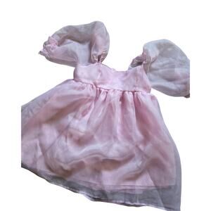 Pink Organza Puff Sleeve Babydoll Dress